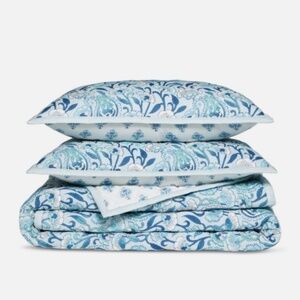Aqua Reversible Printed Cotton Quilt Set,King - Exclusive NWT $375 BLOOMINGDALES